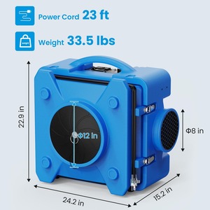 Purificateur d'air avec filtration en 3 étapes, machine à air négatif empilable pour usage industriel et commercial, purificateur d'air robuste - Product Image 6