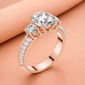 Anillo de Compromiso Elegante con Halo de Diamantes de Corte Redondo, Oro Rosa, Joyería Nupcial con Pavé, Certificado IGI, Anillo de Boda de Lujo, Regalo - Product Image 3
