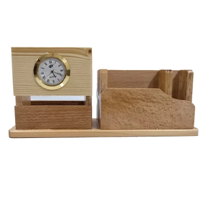 Porte-stylo en bois de luxe au prix le plus bas, décoration élégante, horloge en forme de cabane de luxe, porte-cartes de visite et porte-crayons - Product Image 1