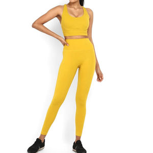 Ensemble de leggings et soutien-gorge de yoga côtelés taille haute personnalisés pour femmes, grandes tailles, respirant, écologique, vêtements de fitness 2026 - Product Image 6