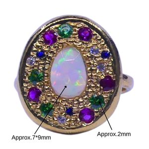 Gemvanity <b>Opal</b> Multi Color Classic Traditional Engagement Wedding <b>Ring</b> Vermeil Sterling Silver Gold Plated Elegant Fine <b>Rings</b> - Product Image 2