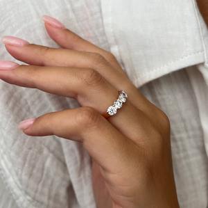2.1 TCW Lab Grown Diamond <b>Ring</b> , U Shape Diamond Band , <b>Stacking</b> Diamond <b>Ring</b> , 7 Stone Lab Diamond <b>Ring</b>, Diamond Rose Gold - Product Image 2