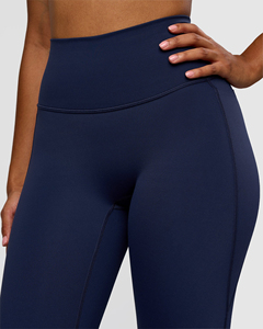 <b>Women's</b> High Waisted <b>Flared</b> Leg Yoga <b>Leggings</b> Full Length Solid Color Seamless Stretch Fitness Tights - Product Image 6