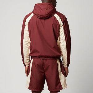 Conjunto de Verano Personalizado OEM/ODM de 2 Piezas con Bloques de Color: Camiseta con Cremallera y Pantalones Cortos, con Logotipo Impreso Digitalmente, Traje Deportivo Impermeable - Product Image 6