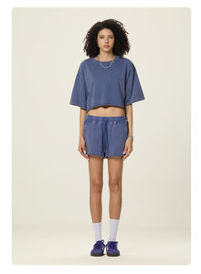 Camiseta Oversize Vintage NeverStatic para Mujer, Estilo Urbano, Casual, Verano, Top Corto, 100% Algodón, Lavado Ácido, Decoración con Logotipo - Product Image 4