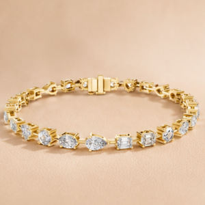 Cut Diamond Tennis <b>Bracelet</b> Yellow White Rose Gold Square Stone Bridal Jewelry Gift for Women Elegant Style - Product Image 1