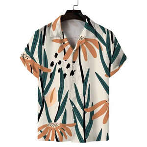 Chemise hawaïenne décontractée pour homme, infroissable, respirante, tissée, imprimée numériquement, pour les vacances d'été - Product Image 1