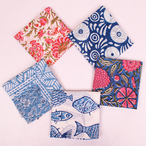 Sanganeri Block Printed Handcrafted Cotton Bandanas Floral Breathable Sustainable Unisex Vintage Print <b>Head</b> Neck <b>Wrap</b> Pet Scarfs - Product Image 3