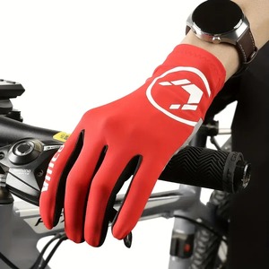 FITME SPORTS Gants de cyclisme pour hommes en cuir rouge écologiques lavables de haute qualité, légers, respirants, antidérapants et fins - Product Image 2