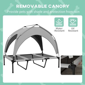 Cuccia rialzata per cani 107x76x94 cm con tettoia in rete traspirante, lettino per animali domestici da esterno per campeggio, lavabile e confortevole - Product Image 5