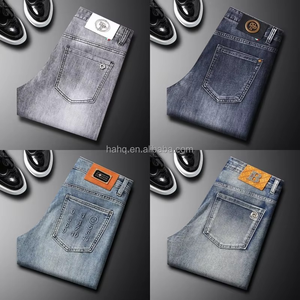 Hot Selling 2025 Spring/Summer New Lightweight Solid Breathable <b>Denim</b> Mid-rise Straight-leg Light Wash Casual Men's Jeans - Product Image 2