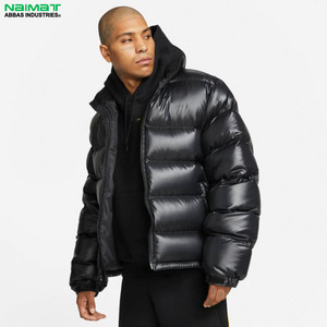 Ribbed Collar Flight Bomber Puffer <b>Jacket</b> Men No Hood Classic Casual Quilted Aviator <b>Jacket</b> Warm <b>Padded</b> Coat - Product Image 1