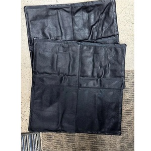 Black Leather Cushion <b>Cover</b> Square <b>Throw</b> Pillow <b>Cover</b> Sewn Panel Decorative <b>Sofa</b> Pillowcase Home Decorv - Product Image 2