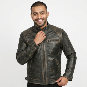 Wholesale Customizable Men's Genuine Leather Streetwear Jacket with Sherpa Lining & <b>Fur</b> <b>Trim</b> Breathable Design Winter Collection - Product Image 1