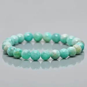 Natural Amazonite Smooth Round AA Grade Gemstone Beads <b>Stretch</b> <b>Bracelet</b> Healing Jewelry Wholesale Bulk - Product Image 1