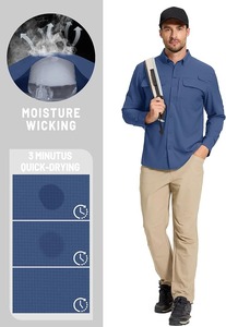 เสื้อเชิ้ตตกปลาสำหรับผู้ชายไซส์ใหญ่ UPF 50 แขนยาว ระบายอากาศได้ดี แห้งเร็ว ประสิทธิภาพสูง ติดกระดุม ป้องกันแสงแดดสำหรับกิจกรรมกลางแจ้ง - Product Image 4