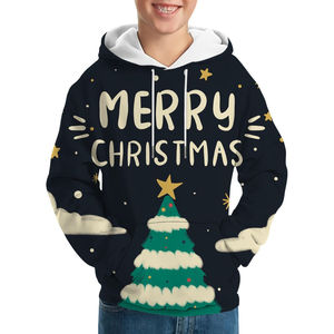Sweat-shirt blanc avec imprimé de Père Noël, poche avant, coupe classique, unisexe, vêtements décontractés d'hiver, tricot en coton - Product Image 5