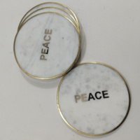 Ensemble de sous-verres modernes de luxe en marbre blanc, 4 sous-verres en pierre véritable semi-absorbants, écologiques, épaisseur 5 mm, diamètre 100 mm, élégants