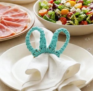 Mothers Day Bunny <b>Napkin</b> Rings Set, Handmade Macrame Bunny Ears <b>Napkin</b> Holder, Spring Table Decor, Boho <b>Easter</b> Table Setting - Product Image 1
