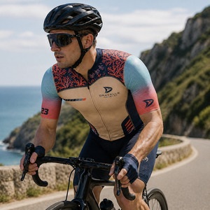 Camiseta de Ciclismo Personalizada OEM para Hombre, Transpirable, de Poliéster, de Alto Rendimiento, Manga Corta, con Estampado de Arrecife de Coral - Product Image 4