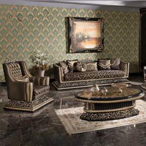 Sofá de Lujo Europeo en Oferta, Estilo Hotel Halekulani, Tapizado con Tallados Dorados, Esponja Duradera, Sofá Seccional en Forma de L para Sala de Estar o Apartamento - Product Image 4