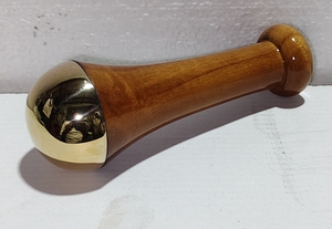 Ayurvedic Kansa Therapy Wand with Wooden Handle Portable <b>Polished</b> Brass Kansa Facial Massage Tool Handmade Healing Wand - Product Image 3