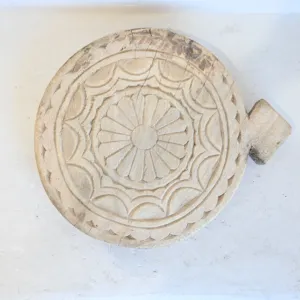 Vintage White Wash Wooden Chapati <b>Rolling</b> Board Cookies Design Plate Hand Carved Floral Decorative Kitchen Decor - Product Image 1