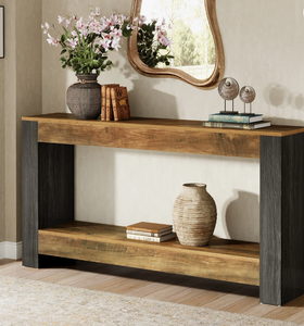 Mesa Consola Rústica de Madera con Cajones de Almacenamiento para Organización en Salas de Estar, Dormitorios y Entradas de Estilo Rústico - Product Image 6