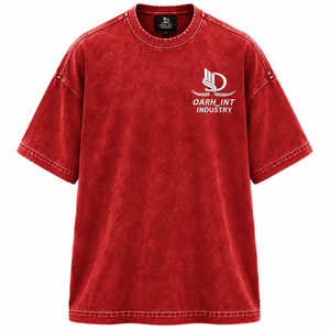 OARH_INT INDUSTRY เสื้อยืดผู้ชายวินเทจวอชซ์คอกลมแขนสั้นผ้าฝ้ายขนาดพลัสพร้อมโลโก้ - Product Image 1