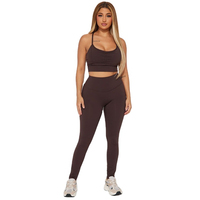 Ensemble de yoga 2 pièces personnalisé pour femme, taille haute élastique, léger, en Spandex/Polyester, effet seconde peau, grandes tailles, pour la gym
