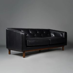 Luxury Vintage Crafts Three Seater Chesterfield Sofa Genuine Leather Eco-Friendly Rectangle Home Office Modern Furniture (Black) - Product Image 3