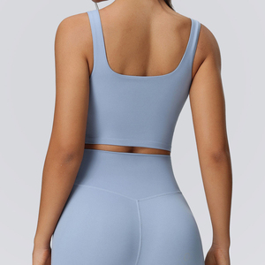 Nouvelle conception, ensemble de yoga 2 pièces pour femme avec logo frontal et taille élastique, tenue de sport, service OEM, effet push-up, haute qualité - Product Image 3