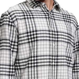 Chemise en flanelle à carreaux vintage avec logo personnalisé, coupe ample, manches longues, col rabattu, en coton tricoté, décontractée, pour l'automne - Product Image 5