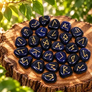Set di Pietre Runiche in Ossidiana Blu, 25 Rune Norrene Elder Futhark, Pietre Scintillanti per Divinazione e Regali Spirituali - Product Image 3