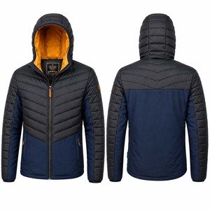 Chaqueta Acolchada con Capucha para Hombre, Chaqueta de Forro Polar, Chaqueta Híbrida Cortavientos con Cierre de Cremallera para Invierno y Actividades al Aire Libre - Product Image 1