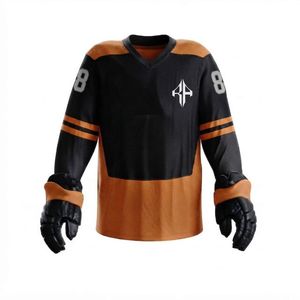 Nouvel ensemble d'uniformes de hockey sur glace tendance avec impression par transfert thermique, chaussures incluses, col en V, 100 % polyester de qualité supérieure pour hommes - Product Image 6
