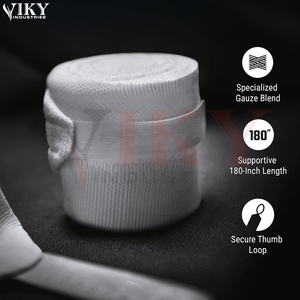 Vendas de Boxeo Elásticas de Algodón Blanco Puro, Totalmente Personalizadas, para Entrenamiento de Artes Marciales, Transpirables, con Soporte para Muñeca - Product Image 6