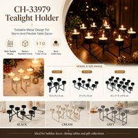 Candelabro Moderno Plegable de Metal con Múltiples Brazos Ajustables para Centro de Mesa, Venta al por Mayor