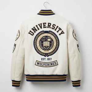 Veste de baseball personnalisée pour homme, veste varsity, broderie chenille, patchs, veste bomber, OEM, vente en gros - Product Image 6