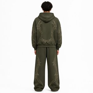 Ensemble de survêtement graphique tribal personnalisé pour homme – Hoodie oversize et pantalon de jogging large – 2 pièces – Streetwear – Vente en gros usine OEM - Product Image 4