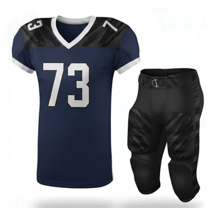 Ensemble de maillots de football américain personnalisés, bleu marine et noir, sublimés, anti-transpiration, col en V, manches courtes, numéros d'équipe pour hommes 73 - Product Image 1