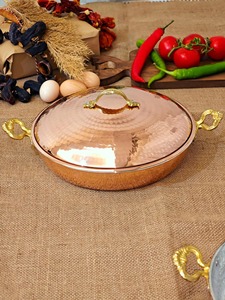 Olla de Cobre Nueva, Redonda, con Tapa, Asa de Aleación de Zinc, Utensilios de Cocina Metálicos Duraderos, Diseño Vintage, Exterior Pulido - Product Image 1
