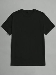 เสื้อยืดถักนิตติ้งสีพื้นสำหรับผู้ชาย, ผ้าโพลีเอสเตอร์/ ผ้าฝ้ายเนื้อนุ่มสวมใส่สบายสไตล์วินเทจระบายอากาศได้ดีแห้งเร็ว - Product Image 4