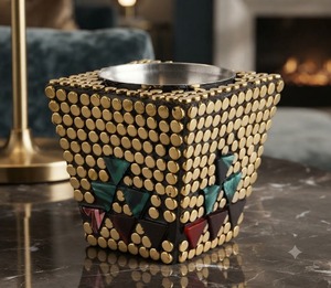 Quemador de Incienso Decorativo de Latón con Mosaico, Ecológico, para Sándalo, Decoración Religiosa para el Hogar - Product Image 1
