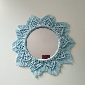Espejo de Pared de Macramé Boho de 16 Pulgadas, Hecho a Mano, con Patrón Abstracto y Geométrico, Decoración Colgante para Dormitorio, Sala de Estar, Decoración del Hogar - Product Image 6