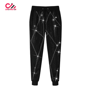 Conjunto Deportivo con Capucha para Hombre, Estampado Brillante Negro, Cremallera Completa, Diseño Geométrico Informal, Ropa de Otoño CARE MASTER - Product Image 5