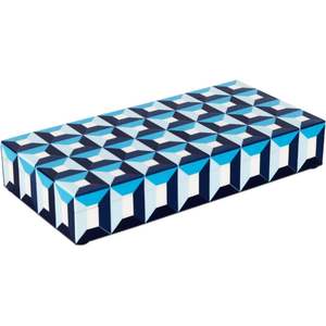 Rectangular <b>Storage</b> <b>Box</b> Blue White Geometric Pattern <b>Cardboard</b> Jewelry Organizer 0-1L - Product Image 1