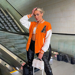 Fashion Women Varsity Jacket Plain Dyed <b>Knitted</b> Windproof Winter Spring Custom Cotton Shell & Lining Embroidery Varsity Jackets - Product Image 5