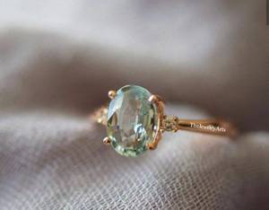 Halo Engagement <b>Green</b> <b>Amethyst</b> <b>Ring</b> Oval Cut 925 Sterling Silver Handmade Gemstone <b>Ring</b> Wedding Band Statement Design Jewelry - Product Image 5