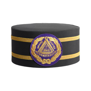 Purple Gold Laurel Crest Premium Regalia <b>Cap</b> High Quality Grand Master Blue Lodge Crown <b>Cap</b> Black Gold Band Purple Embroidered - Product Image 1